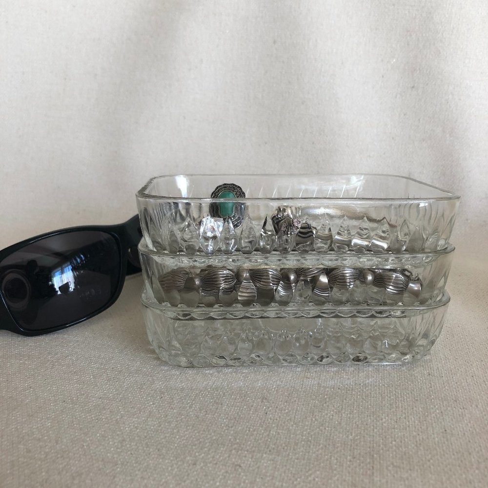 Rectangular Tempered Glass  Bowls - Dish set of 3